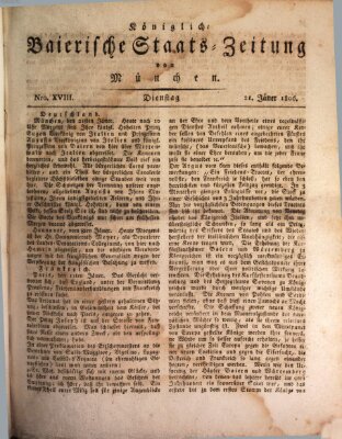 Königlich-Baierische Staats-Zeitung von München (Süddeutsche Presse) Dienstag 21. Januar 1806