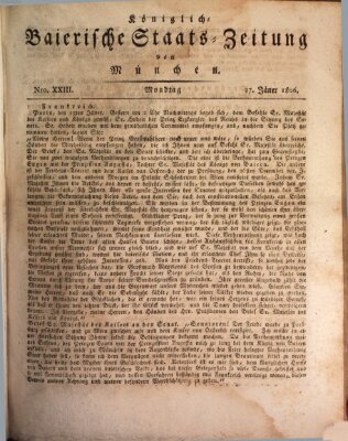 Königlich-Baierische Staats-Zeitung von München (Süddeutsche Presse) Montag 27. Januar 1806