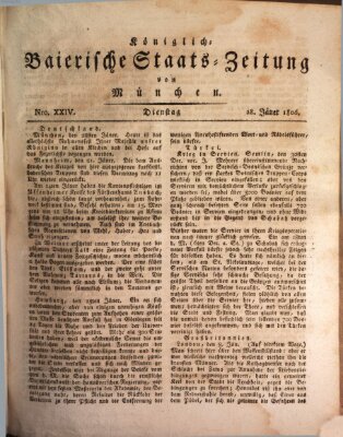 Königlich-Baierische Staats-Zeitung von München (Süddeutsche Presse) Dienstag 28. Januar 1806