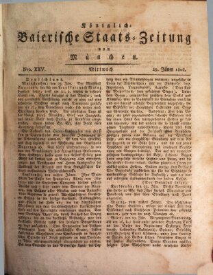 Königlich-Baierische Staats-Zeitung von München (Süddeutsche Presse) Mittwoch 29. Januar 1806