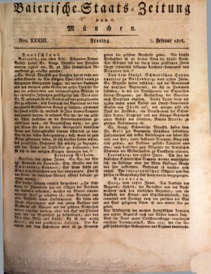 Königlich-Baierische Staats-Zeitung von München (Süddeutsche Presse) Freitag 7. Februar 1806