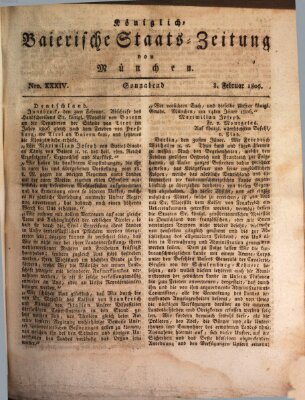 Königlich-Baierische Staats-Zeitung von München (Süddeutsche Presse) Samstag 8. Februar 1806