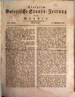 Königlich-Baierische Staats-Zeitung von München (Süddeutsche Presse) Mittwoch 26. Februar 1806