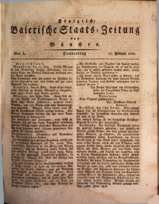 Königlich-Baierische Staats-Zeitung von München (Süddeutsche Presse) Donnerstag 27. Februar 1806