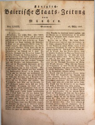 Königlich-Baierische Staats-Zeitung von München (Süddeutsche Presse) Mittwoch 26. März 1806