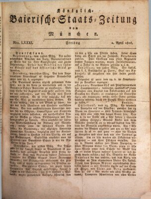 Königlich-Baierische Staats-Zeitung von München (Süddeutsche Presse) Freitag 4. April 1806