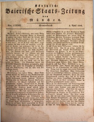 Königlich-Baierische Staats-Zeitung von München (Süddeutsche Presse) Samstag 5. April 1806