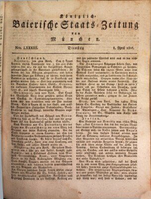 Königlich-Baierische Staats-Zeitung von München (Süddeutsche Presse) Dienstag 8. April 1806