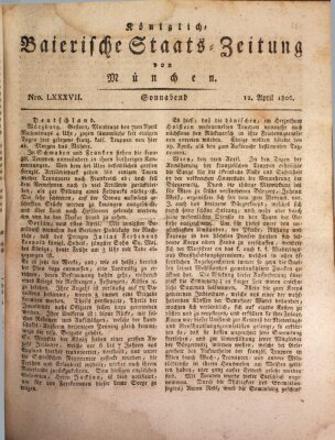 Königlich-Baierische Staats-Zeitung von München (Süddeutsche Presse) Samstag 12. April 1806