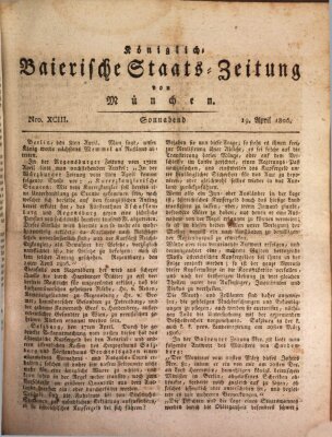 Königlich-Baierische Staats-Zeitung von München (Süddeutsche Presse) Samstag 19. April 1806