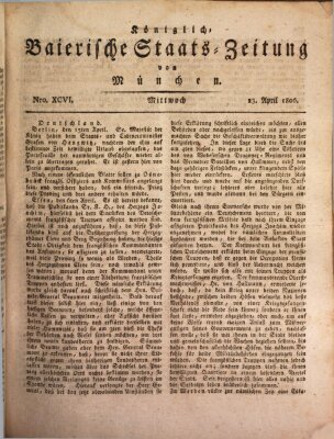 Königlich-Baierische Staats-Zeitung von München (Süddeutsche Presse) Mittwoch 23. April 1806