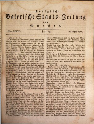 Königlich-Baierische Staats-Zeitung von München (Süddeutsche Presse) Freitag 25. April 1806