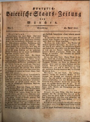 Königlich-Baierische Staats-Zeitung von München (Süddeutsche Presse) Montag 28. April 1806