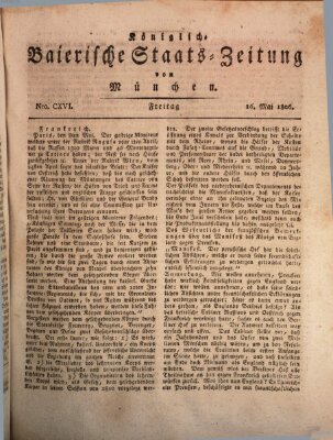 Königlich-Baierische Staats-Zeitung von München (Süddeutsche Presse) Freitag 16. Mai 1806