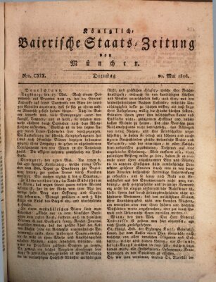 Königlich-Baierische Staats-Zeitung von München (Süddeutsche Presse) Dienstag 20. Mai 1806