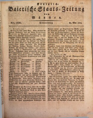 Königlich-Baierische Staats-Zeitung von München (Süddeutsche Presse) Donnerstag 22. Mai 1806