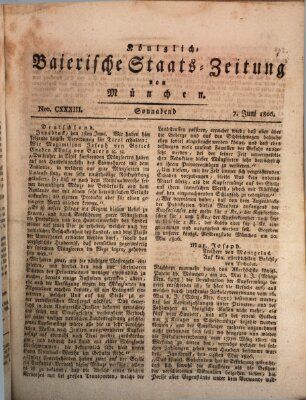 Königlich-Baierische Staats-Zeitung von München (Süddeutsche Presse) Samstag 7. Juni 1806