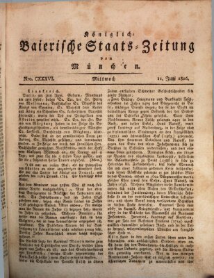 Königlich-Baierische Staats-Zeitung von München (Süddeutsche Presse) Mittwoch 11. Juni 1806