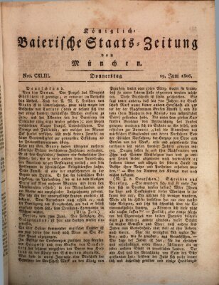 Königlich-Baierische Staats-Zeitung von München (Süddeutsche Presse) Donnerstag 19. Juni 1806