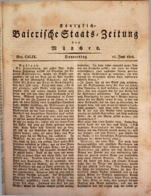 Königlich-Baierische Staats-Zeitung von München (Süddeutsche Presse) Donnerstag 26. Juni 1806