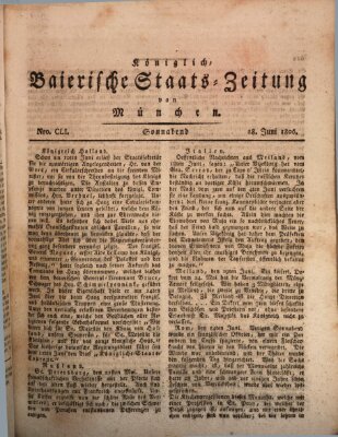 Königlich-Baierische Staats-Zeitung von München (Süddeutsche Presse) Samstag 28. Juni 1806