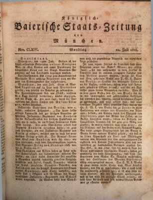 Königlich-Baierische Staats-Zeitung von München (Süddeutsche Presse) Montag 14. Juli 1806