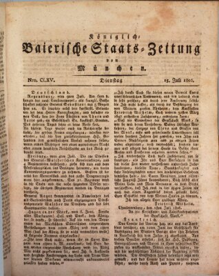 Königlich-Baierische Staats-Zeitung von München (Süddeutsche Presse) Dienstag 15. Juli 1806