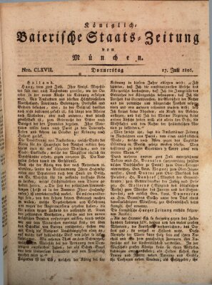 Königlich-Baierische Staats-Zeitung von München (Süddeutsche Presse) Donnerstag 17. Juli 1806