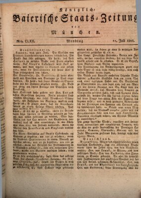 Königlich-Baierische Staats-Zeitung von München (Süddeutsche Presse) Montag 21. Juli 1806