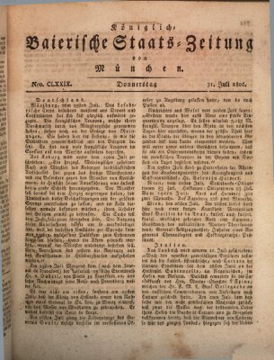 Königlich-Baierische Staats-Zeitung von München (Süddeutsche Presse) Donnerstag 31. Juli 1806