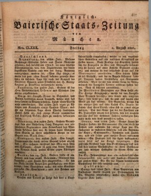 Königlich-Baierische Staats-Zeitung von München (Süddeutsche Presse) Freitag 1. August 1806