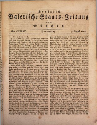 Königlich-Baierische Staats-Zeitung von München (Süddeutsche Presse) Donnerstag 7. August 1806