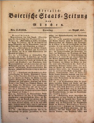 Königlich-Baierische Staats-Zeitung von München (Süddeutsche Presse) Dienstag 12. August 1806