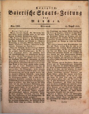 Königlich-Baierische Staats-Zeitung von München (Süddeutsche Presse) Mittwoch 13. August 1806