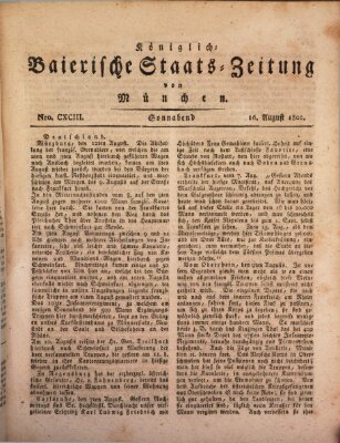 Königlich-Baierische Staats-Zeitung von München (Süddeutsche Presse) Samstag 16. August 1806