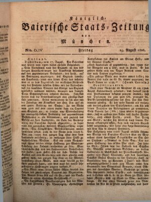 Königlich-Baierische Staats-Zeitung von München (Süddeutsche Presse) Freitag 29. August 1806