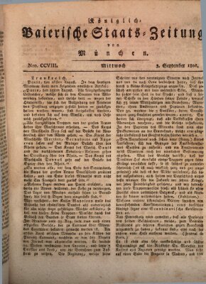 Königlich-Baierische Staats-Zeitung von München (Süddeutsche Presse) Mittwoch 3. September 1806