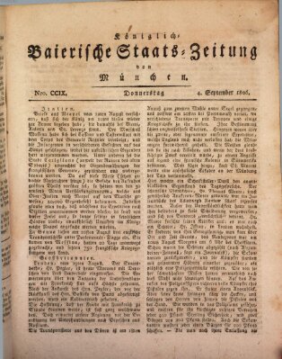 Königlich-Baierische Staats-Zeitung von München (Süddeutsche Presse) Donnerstag 4. September 1806