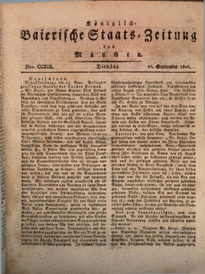 Königlich-Baierische Staats-Zeitung von München (Süddeutsche Presse) Dienstag 16. September 1806