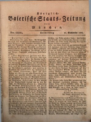 Königlich-Baierische Staats-Zeitung von München (Süddeutsche Presse) Donnerstag 18. September 1806