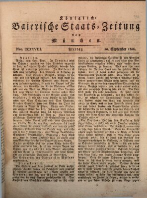 Königlich-Baierische Staats-Zeitung von München (Süddeutsche Presse) Freitag 26. September 1806