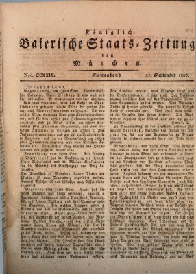 Königlich-Baierische Staats-Zeitung von München (Süddeutsche Presse) Samstag 27. September 1806