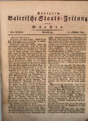 Königlich-Baierische Staats-Zeitung von München (Süddeutsche Presse) Montag 13. Oktober 1806