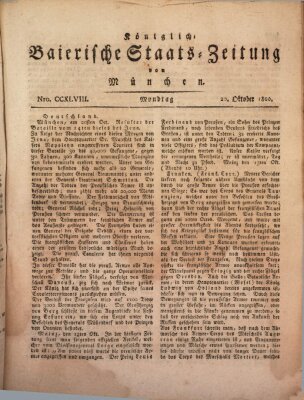 Königlich-Baierische Staats-Zeitung von München (Süddeutsche Presse) Montag 20. Oktober 1806