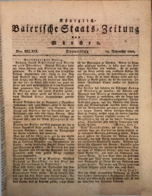 Königlich-Baierische Staats-Zeitung von München (Süddeutsche Presse) Donnerstag 13. November 1806