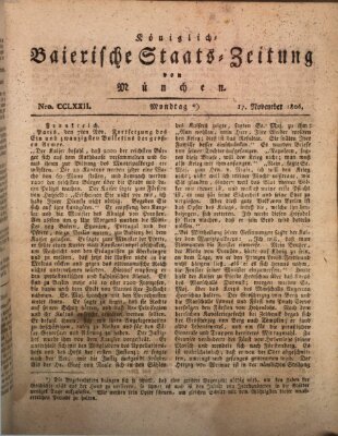 Königlich-Baierische Staats-Zeitung von München (Süddeutsche Presse) Montag 17. November 1806