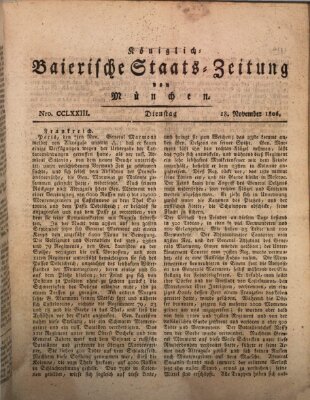 Königlich-Baierische Staats-Zeitung von München (Süddeutsche Presse) Dienstag 18. November 1806