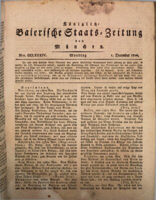 Königlich-Baierische Staats-Zeitung von München (Süddeutsche Presse) Montag 1. Dezember 1806