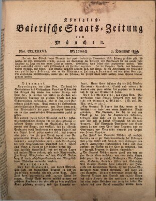 Königlich-Baierische Staats-Zeitung von München (Süddeutsche Presse) Mittwoch 3. Dezember 1806