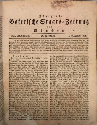 Königlich-Baierische Staats-Zeitung von München (Süddeutsche Presse) Donnerstag 4. Dezember 1806